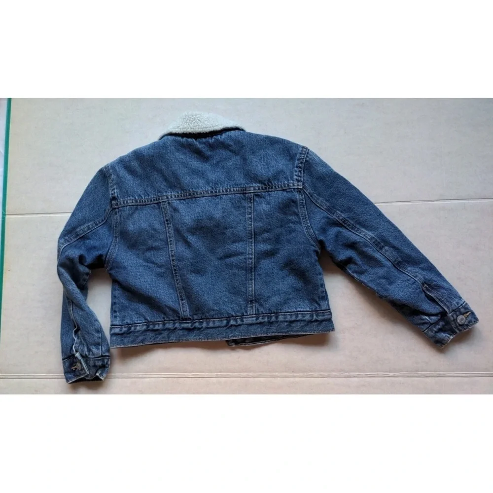 Old Navy Blue Denim Jacket with Cream Sherpa Collar